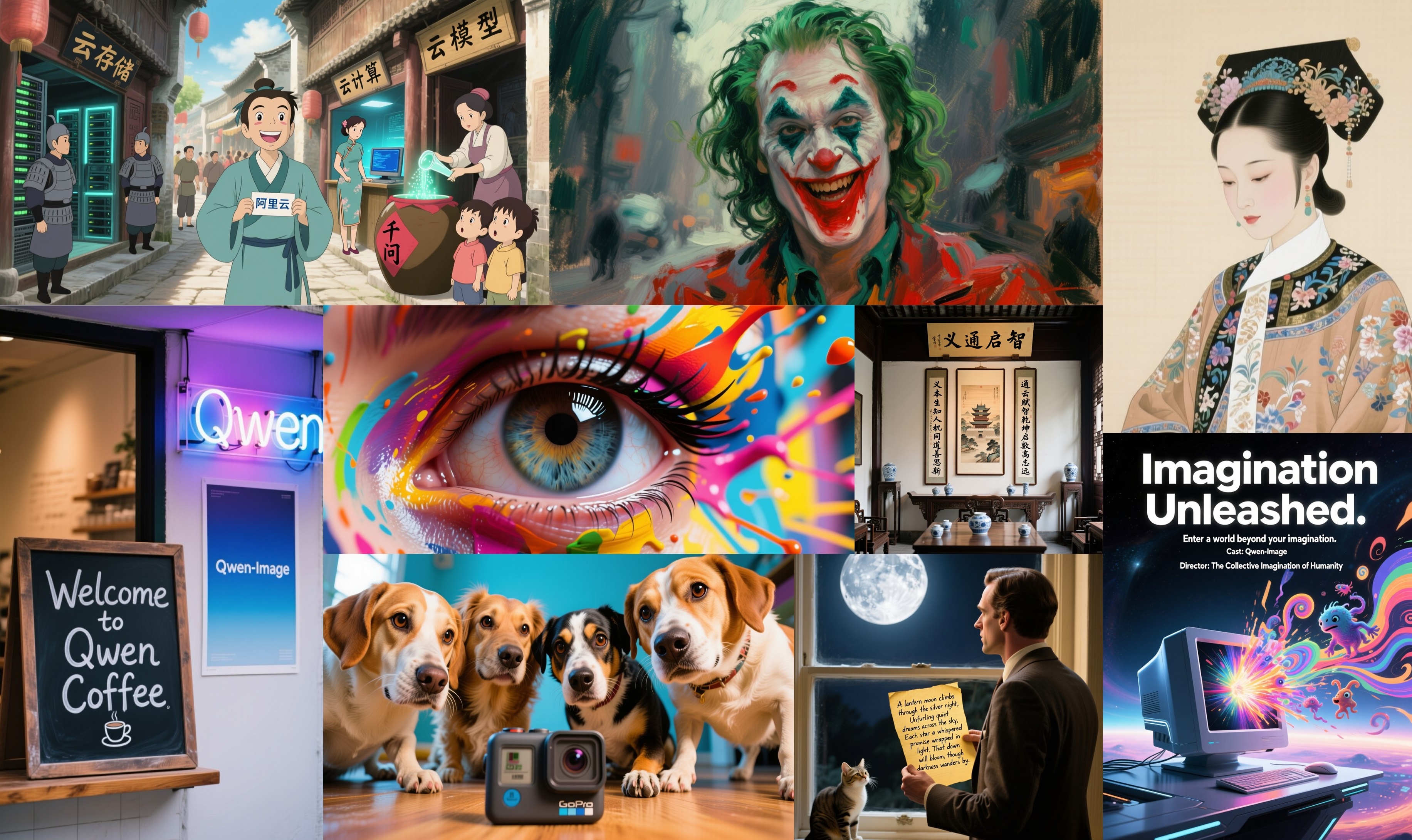 Qwen Image Showcase - Perfect text rendering, multi-style generation, and creative applications